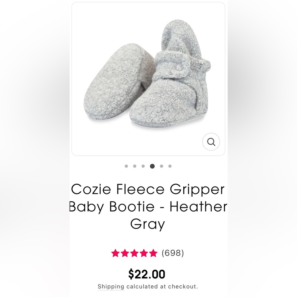 Zutano Cozie Fleece Gripper Baby Bootie - Heather Gray
